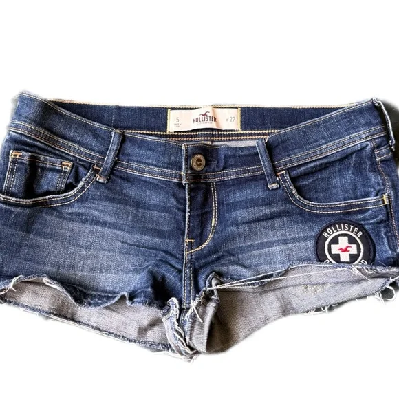 Hollister Blue Jean Shorts Distressed Cut-Off Style - Picture 1 of 2